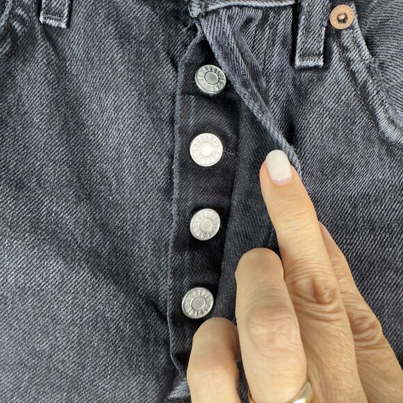 Agolde 90s Bermuda Shorts Women’s 23 Black Denim Raw Hem Mid Rise NWT - Picture 6 of 16